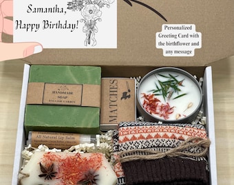 Birth Flower Birthday Gift Box: Cozy Hygge Care Package
