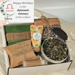 Personalized Libra Gift Box, Libra Basket, Libra Gifts, Zodiac Birthday Gift, Gift for Libra, Libra Self Care Package, Libra Tea Box, Libra