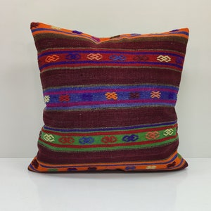 vintage pillow, 26x26 cushion cover, sofa pillow, turkish kilim pillow, handwoven pillow, home decor, decorative pillow, USA, ITALY, BM 142