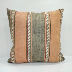 Bohemian Kilim Pillow, Ethnic Floor Pillow Cover, Kilim Floor Pillow, 26x26 Kilim Cushion Cover, Decorative Pillow Cover, USA, FRANCE, BM125