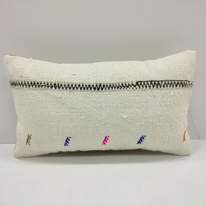 12x20 Kilim Lumbar Pillow Cover, Colorful Boho Pillow, Boho Fringe Pillow, Bohemian Lumbar Pillow Cover, home decor, home life, USA, OE245