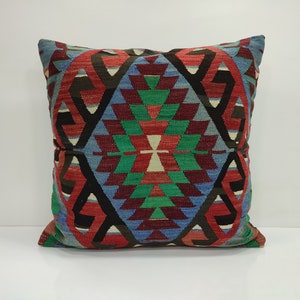 Colorful Boho Pillow, Boho Fringe Pillow, 26x26 Multicolored Pillow Cover, Bohemian Pillow Cover, Floor Cushion USA, FRANCE, ITALY, BM130