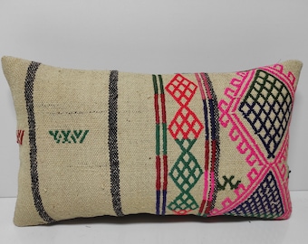 12x20 Housse de coussin en chanvre, Housse d’oreiller jetable, Housse d’oreiller tribale, Housse d’oreiller aztèque, Décoration intérieure, Vie à la maison, Boho, Oreiller aztèque, Royaume-Uni, États-Unis, OE129