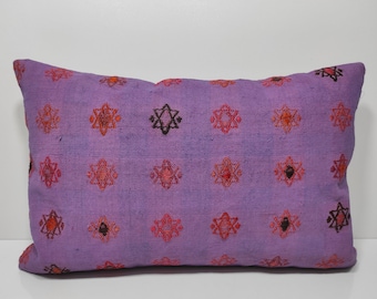 16x24 Purple Lumbar Pillow Cover,Extra Long Lumbar,Colorful Boho Pillow, Boho Fringe Pillow, Bohemian Lumbar Pillow Cover, US, UK, 4-6  166