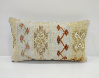 Oreiller Boho 12x20, Oreiller Kilim turc, Housse d’oreiller Kilim, Housse d’oreiller lombaire, Housse d’oreiller tribal, Oreiller marocain, États-Unis, ITALIE, OE201