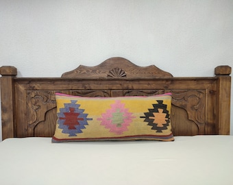 16x36 Gift Pillow, Pillow Cover, Kilim Pillow covers, Long Pillow, Patchwork Pillow, Turkish Pillow, Antique Pillow, Blue Pillow, GL002