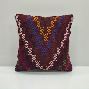 16x16 Kilim Pillow, Bohemian Kilim Pillow, Kilim Cushion, Sofa Pillow, Turkish Decorative Pillow, CANADA, USA, NL, AD728