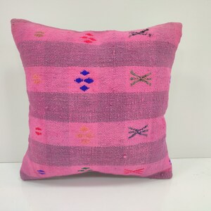 Vintage Pillow Case, 16x16 Bohemian Kilim Pillow, Accent Kilim Pillow, Boho Sham Cover, Decorative Turkish Kilim Pillow, USA, UK, FR, CC338