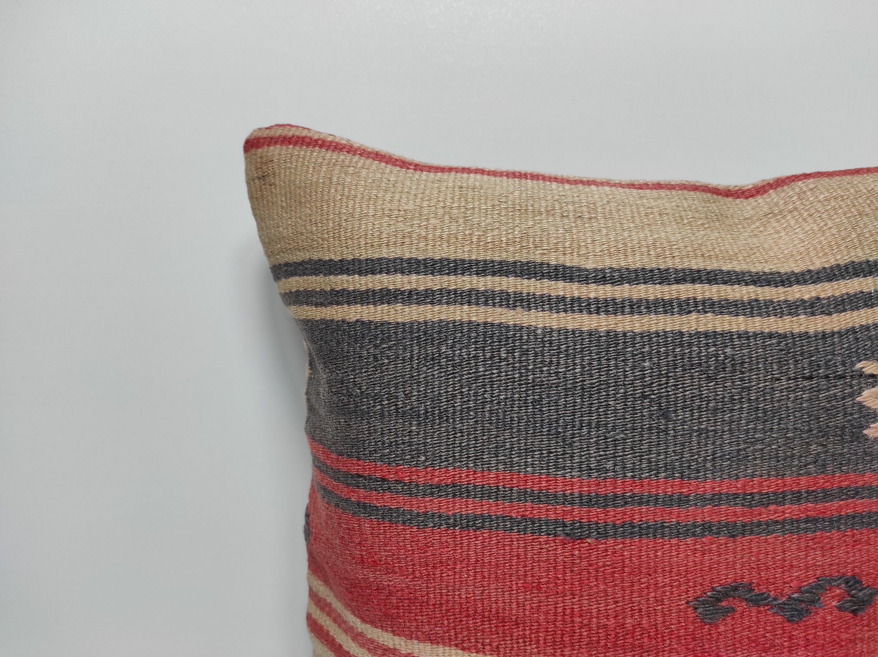 16x16 キリム クッションカバー、ストライプ キリム 枕、40 x 40 cm