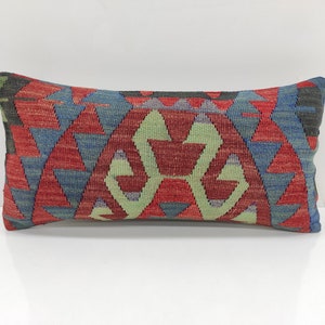 12x24 Oriental Pillow, Vintage Pillow Cover, Handmade Pillow, Turkish Kilim Pillow, Kilim Cushion Cover, Ottoman Pillow Covers, USA, KM556