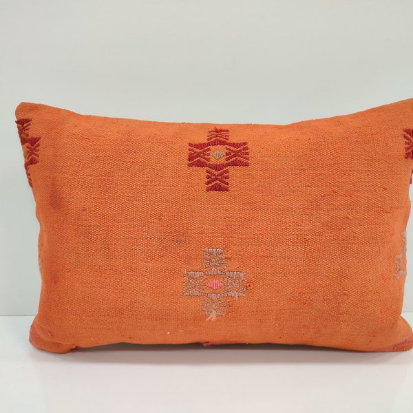 16x24 Orange Lumbar Pillow Cover, Colorful Boho Pillow, Boho Fringe Pillow, Bohemian Lumbar Pillow Cover, Home Life, USA, UK, CANADA, 4-6229