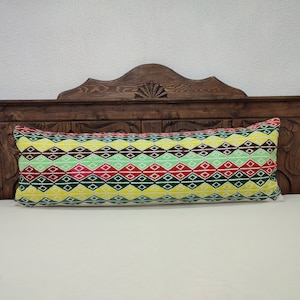 Extra Long Lumbar Pillow Cover, Turkish kilim pillow cover, Colorful  pillow, Turkey pillow, 16x47 inc long pillow, Large pillow, KY008