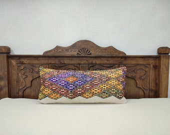 16x36 Gift Pillow, Pillow Cover, Kilim Pillow covers, Long Pillow, Patchwork Pillow, Turkish Pillow, Antique Pillow, Blue Pillow, GL020