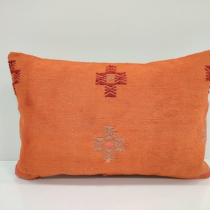 16x24 Orange Lumbar Pillow Cover, Colorful Boho Pillow, Boho Fringe Pillow, Bohemian Lumbar Pillow Cover, Home Life, USA, UK, CANADA, 4-6228