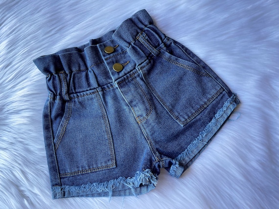 High Waisted Kids Denim Shorts -  Canada