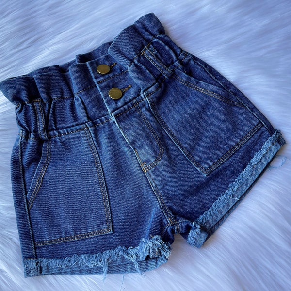 High Waisted Kids Denim Shorts