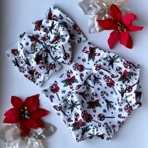 Candy Cane Bummie and Bow Set