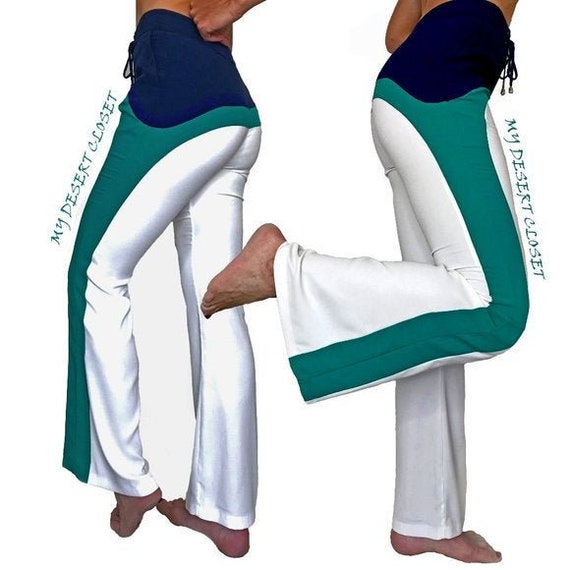 John John Black Wide Leg High Waist Colorblock 80'