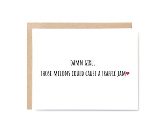 Funny Boob Job Card – Melons That Cause A Traffic Jam Joke – Adult Humor