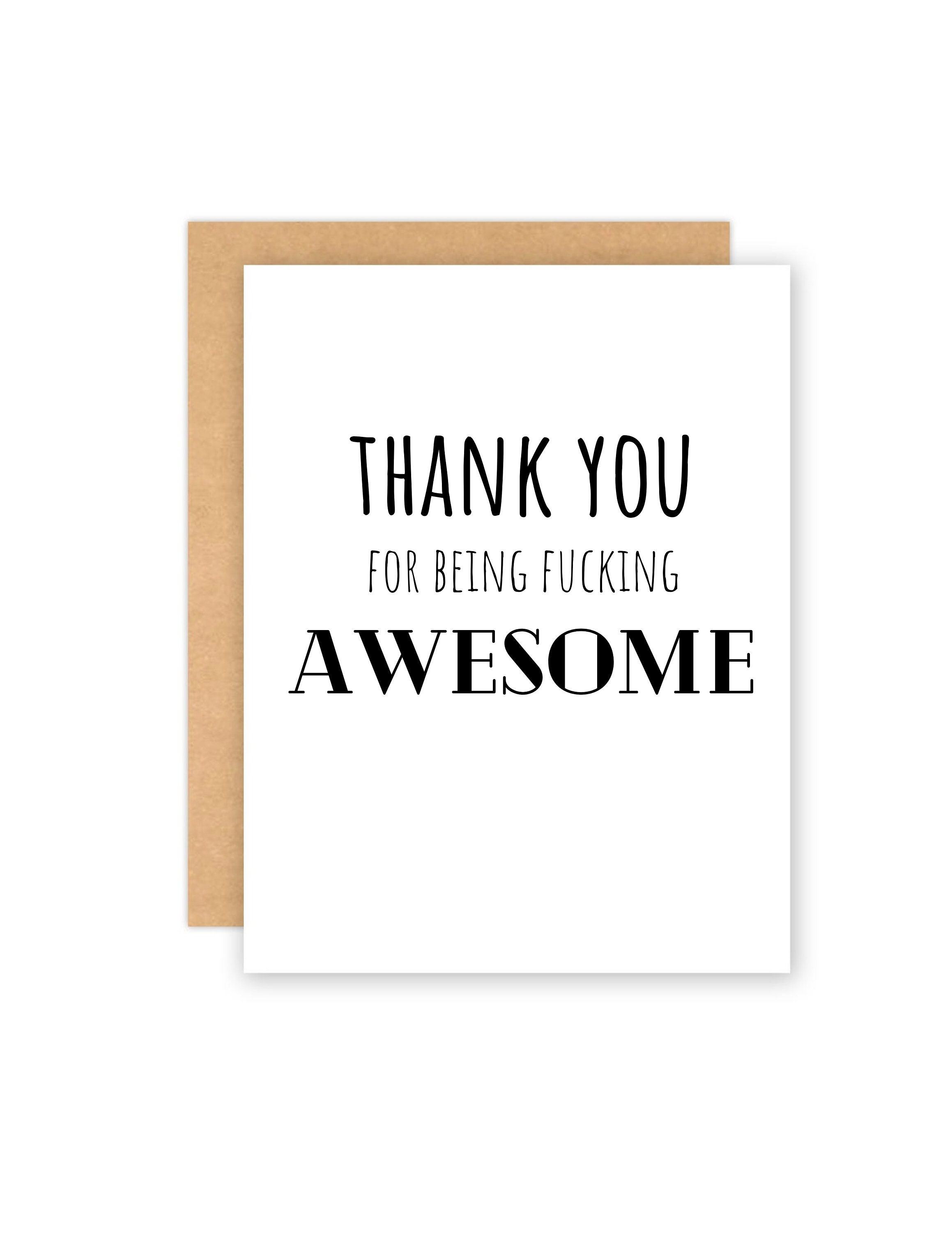 Thanks Awfully Thank You Fucking Awesome Card | Thank You for Being Awesome Card ...