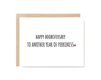 Funny Boobiversary Card – Another Year of Perkiness – Dirty Adult Humor
