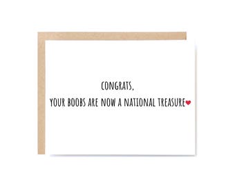 Snarky Boob Job Card – Your Rack Is A National Treasure Joke – Funny Humor
