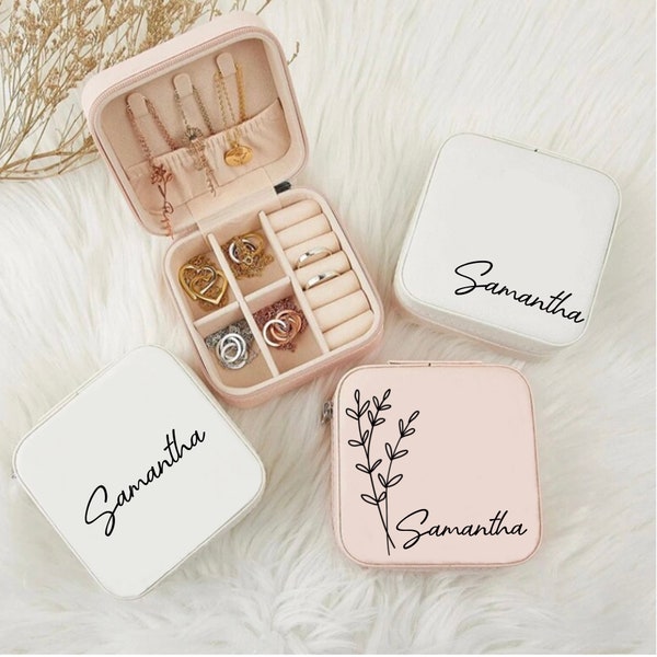 Personalized Jewelry Box|Custom Travel Jewelry Case|Bridesmaid Gift|Custom Name Gift|Personalized Jewelry Organizer Case|Bridesmaid Proposal