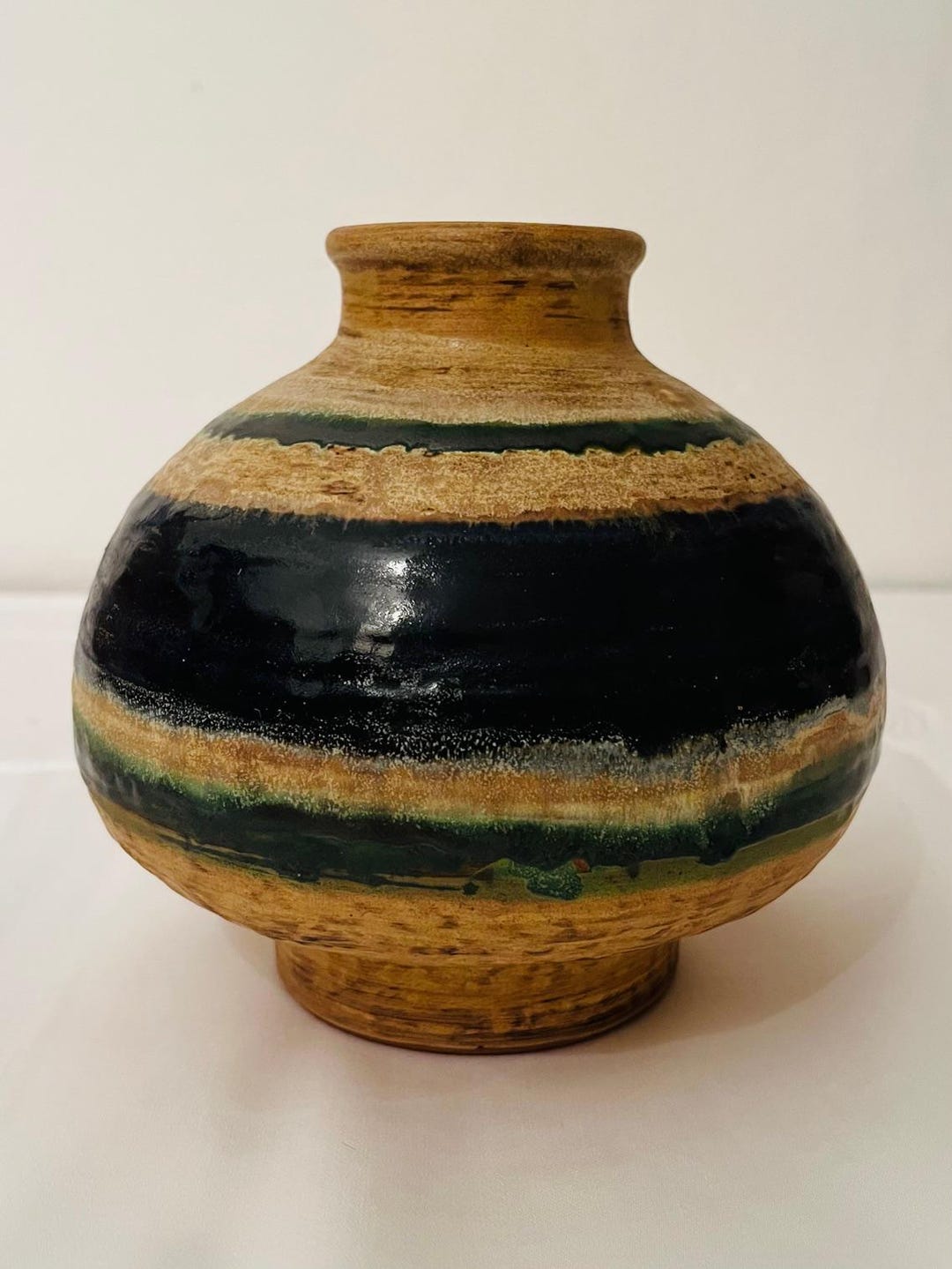 Lot De Vases Art Déco 1950-60 – Manufacture Karlsruhe Majolika, Design Fridegart Glatzle (céramique Bleue)