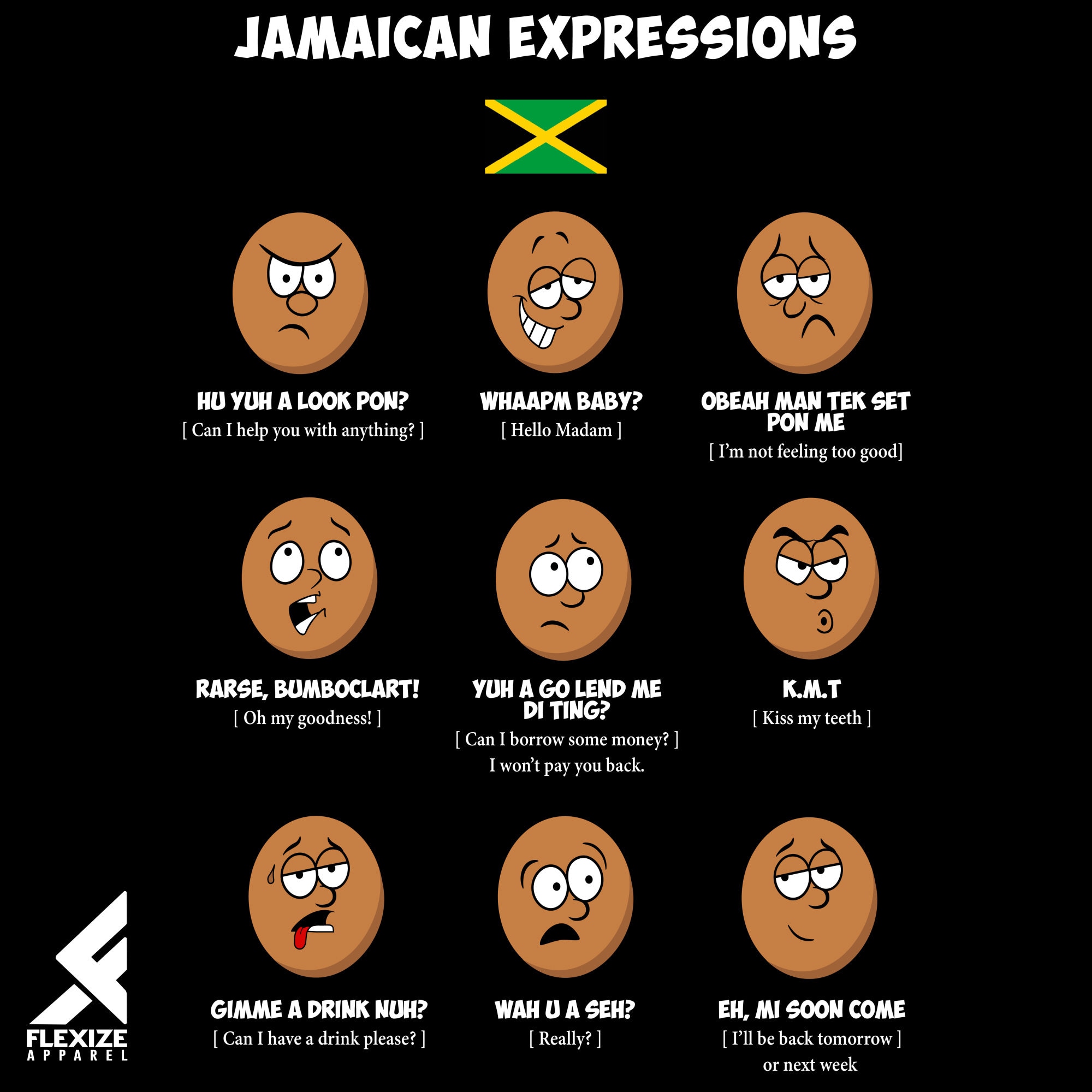 Jamaican Expressions No. 1, Unisex Jamaican T Shirt, Unisex, Jamaican