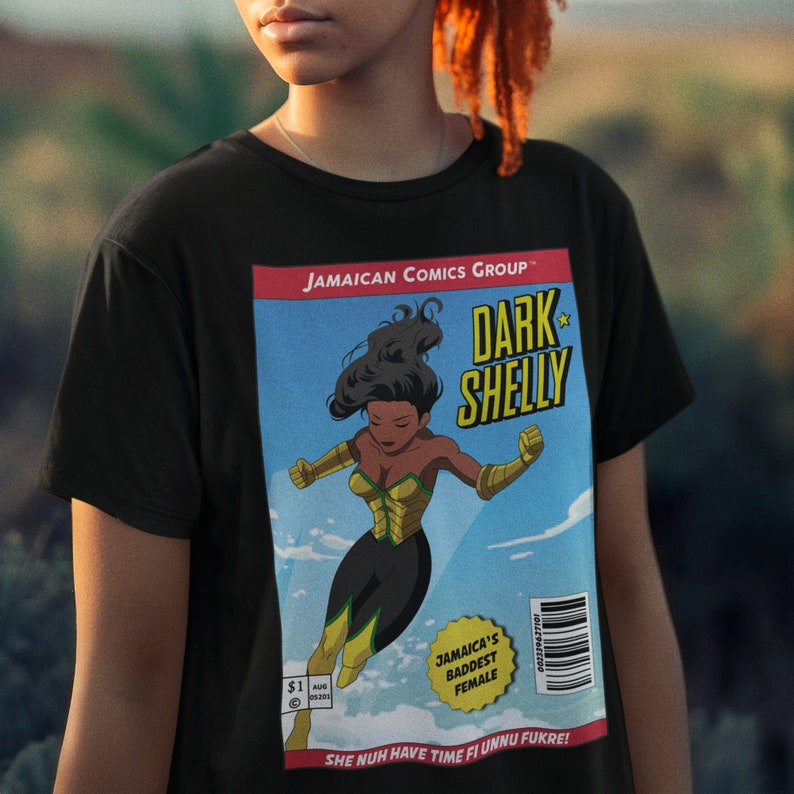 Female Superhero, Jamaican Patois, Novelty, Comic, Jamaican T shirt, Gift For Jamaicans, Jamaican Slogan, Funny T Shirts, Jamaican Tee image 1
