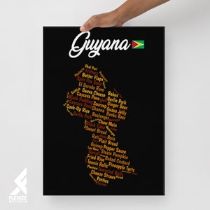 Guyanese Food Canvas, Guyana Art, Landscape Canvas, Guyana Cuisine, South America, Guyana Gift, South American Food, Wall Art, Home Decor