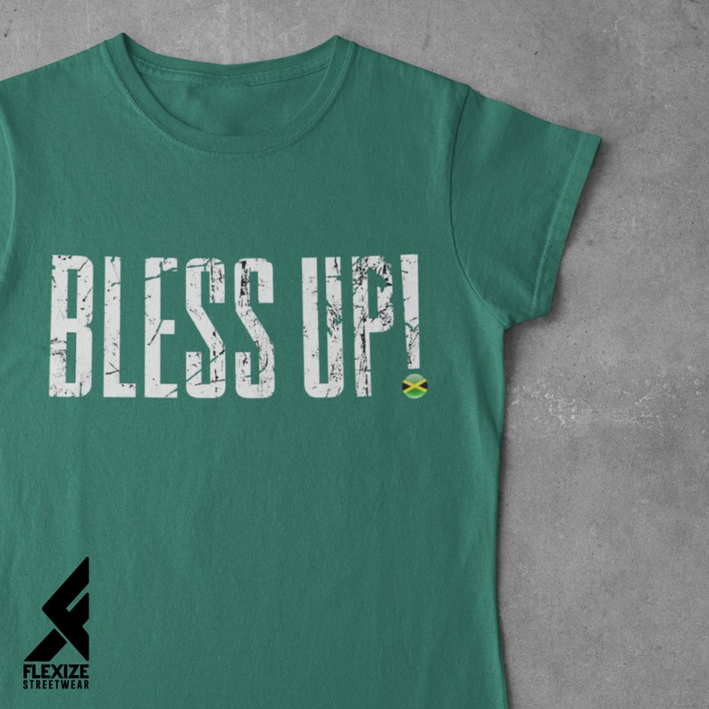 Bless Up TShirt, Grunge Design, Jamaican Patois, Jamaica Flag, Jamaica Shirt, Gift For Jamaicans, Jamaican Slogan, Jamaican Tshirt, Rastaman image 4
