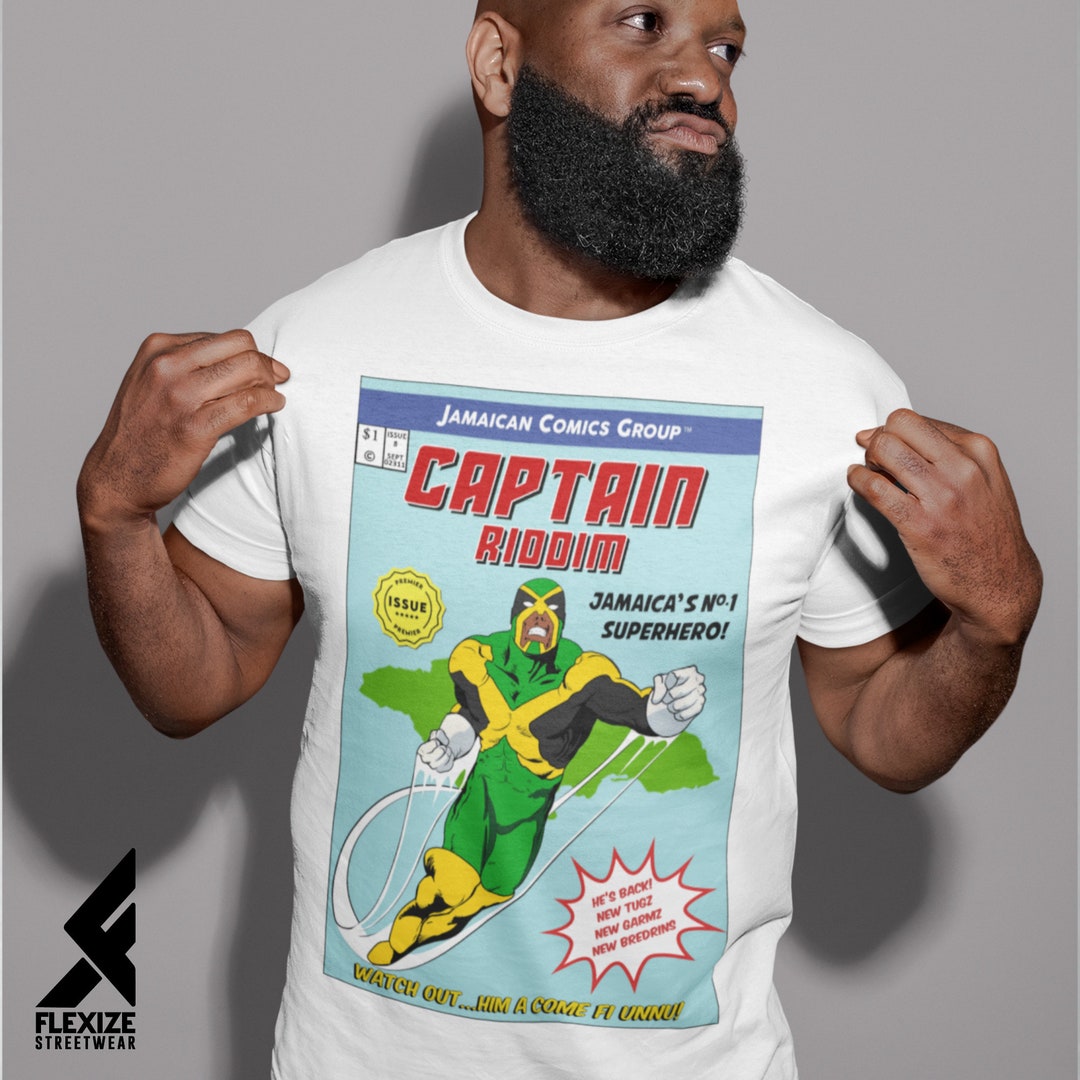 Captain Riddim Captain Riddim T-shirt: Jamaican Superhero Comic Book Tee - Etsy