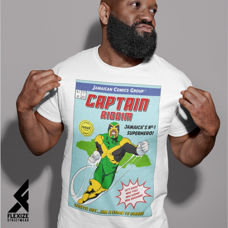 Jamaican Flag, Jamaican Patois, Superhero, Comic Book, Jamaican T shirt, Gift For Jamaicans, Jamaican Slogan, Funny T Shirts, Jamaican Tee White