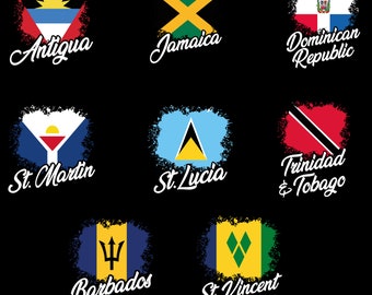 Caribbean Flags, West Indian Islands, PNG files, Instant Download, Digital Image