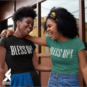 Bless Up TShirt, Grunge Design, Jamaican Patois, Jamaica Flag, Jamaica Shirt, Gift For Jamaicans, Jamaican Slogan, Jamaican Tshirt, Rastaman image 3