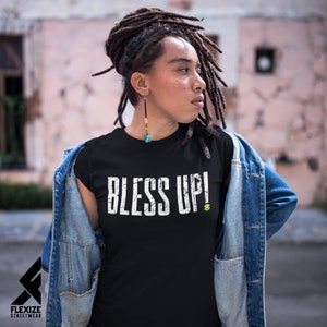 Bless Up TShirt, Grunge Design, Jamaican Patois, Jamaica Flag, Jamaica Shirt, Gift For Jamaicans, Jamaican Slogan, Jamaican Tshirt, Rastaman image 1