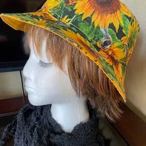 Sunflower Floral Bucket Hat, Foldable Sun Protection