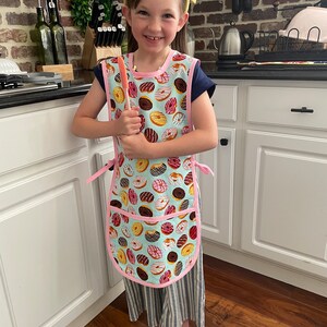 Kids Smock Apron, Donut Print, Ages 5-9