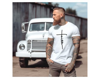 Faith Cross Christian T-Shirt, Ring-Spun Cotton Religious Gift
