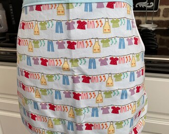 Vintage Peg Apron, 1950s Style Half Apron with Pocket
