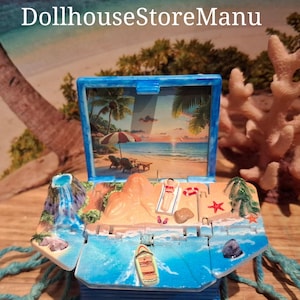 Dollhouse Marina Beach,  Miniature Sailor&#39;s Book, Pop-up Book, scale 1:12