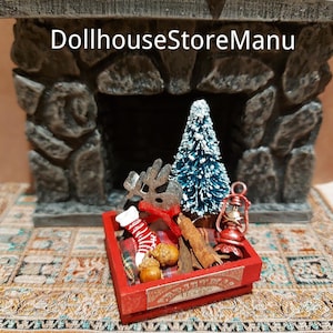 Dollhouse Miniature Christmas Rustic Crate, 1:12 scale
