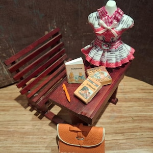 Dollhouse Dummy Dress &quot;Back to School&quot;, Miniature School Supplies, 1:12 scale
