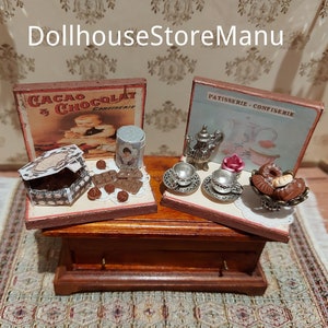 Puppenhaus-Display mit Süßigkeiten, Miniaturständer für Gebäck, Maßstab 1:12