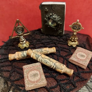 Dollhouse Witch, Miniature Scrolls/magic Book/eye, 1:12 Scale - Etsy