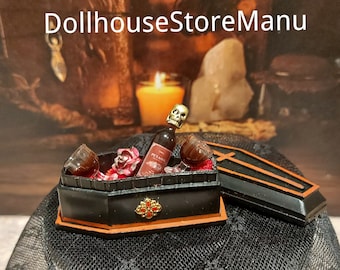 Dollhouse Coffin, Miniature Gothic Centerpiece, 1:12 scale