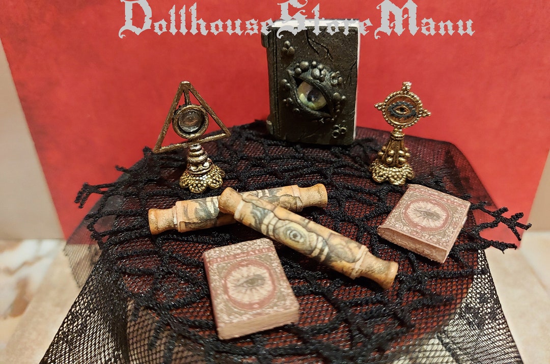 Dollhouse Witch, Miniature Scrolls/magic Book/eye, 1:12 Scale - Etsy
