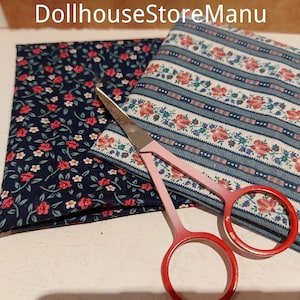 Dollhouse Fabric Print, Miniature fabric Pillows/Chair/Bed, 1:12 scale