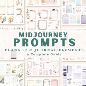 Midjourney Prompts Planner Journal Stickers AI Art Guide Customizable Cliparts Scrapbook Ephemera Goodnotes Digital PNG Prompts for Stickers